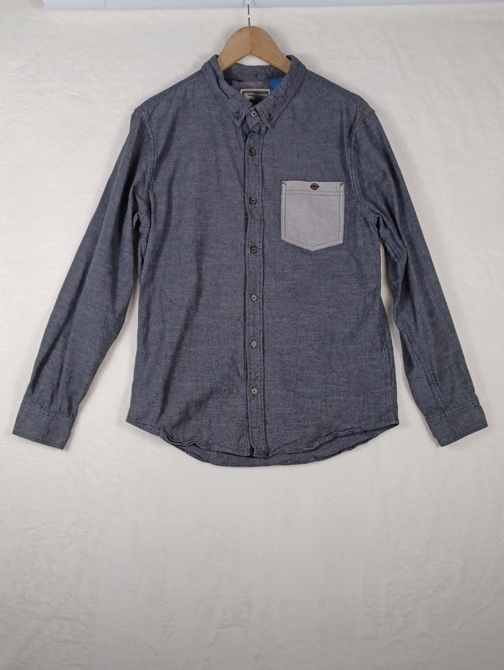Modern Amusement Men's Button-Down Shirt in Charcoal with Light Gray Pocket